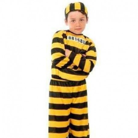 Costume Carcerato Giallo Righe Nere