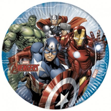 8 Piatti Tondi Carta Avengers 23 cm