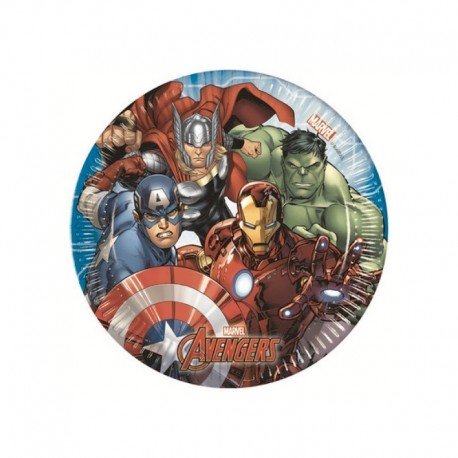 8 Piatti Tondi Carta Avengers 20 cm