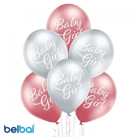 Palloncini Baby Girl Rosa Chrome 30 cm