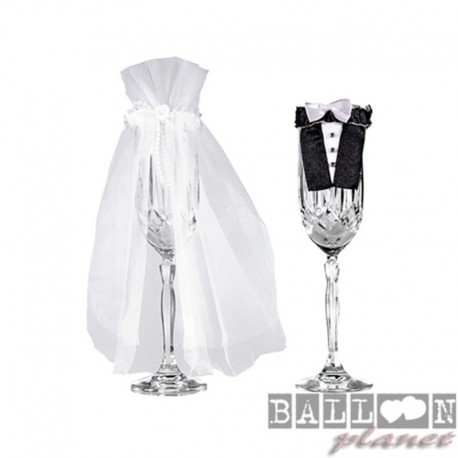 Set Abiti Sposi per Calice Spumante
