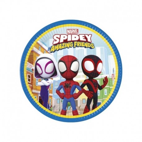 8 Piatti Tondi Carta Spidey 20 cm