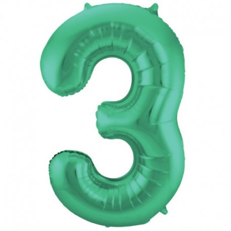 Pallone Numero 3 Verde Satin 90 cm