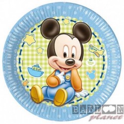 8 Piatti Tondi Carta Mickey 23 cm