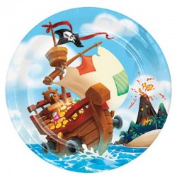 8 Piatti Tondi Carta Pirati 23 cm