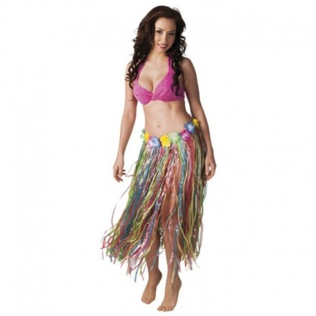 Gonna Rafia Hawaiana Multicolore