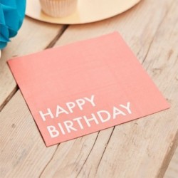 16 Tovaglioli Carta Rossi Happy Birthaday 16x16 cm