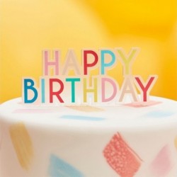 Cake Topper Happy Birthday Multicolore 13x11 cm