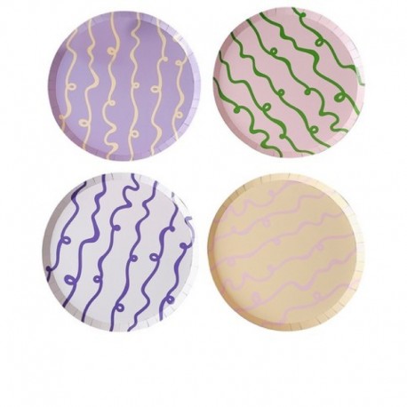 8 Piatti Carta Pastello Pastel Wave