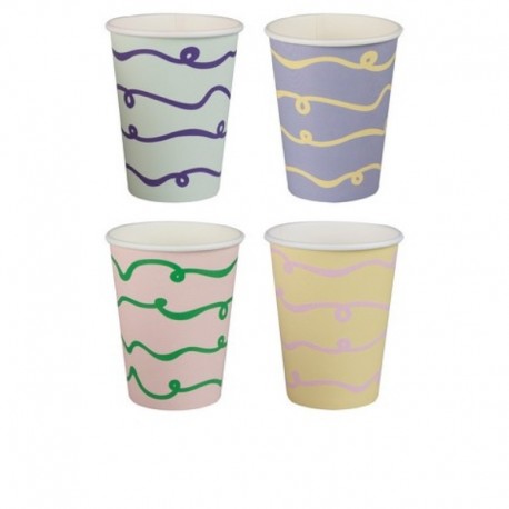 8 Bicchieri Carta Pastello Pastel Wave 266 ml