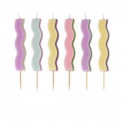 6 Candele Pastello Pastel Wave 13 cm