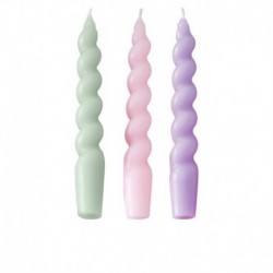3 Candele a Spirale Pastello 20 cm