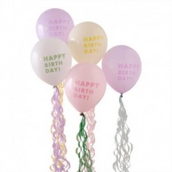 Kit 5 Palloncini Pastello Happy Birthday