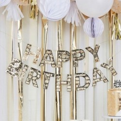 Bandierina Happy Birthday Oro Frange 3 m