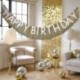 Bandierina Frange Oro Happy Birthday 150 cm