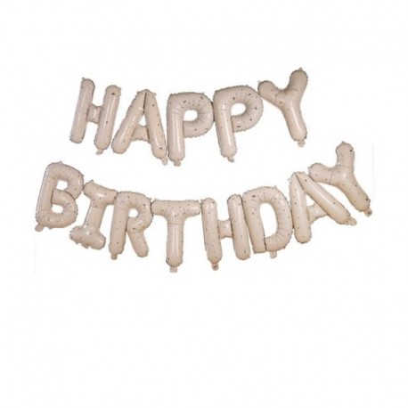Pallone Happy Birthday Crema Oro 40 cm