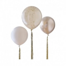 Kit 3 Palloncini Oro Crema Tortora 45 cm
