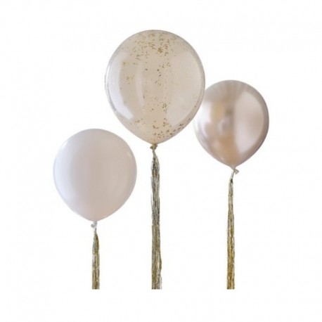 Kit 3 Palloncini Oro Crema Tortora 45 cm