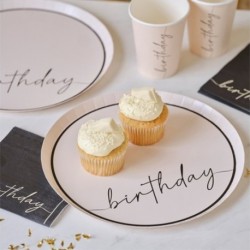 8 Piatti Carta Birthday Nude Nero 25 cm