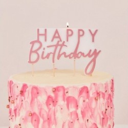 Candela Rosa Happy Birthday 11x13 cm