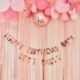 Bandierina con 84 Lettere Rosa Gold 4 m