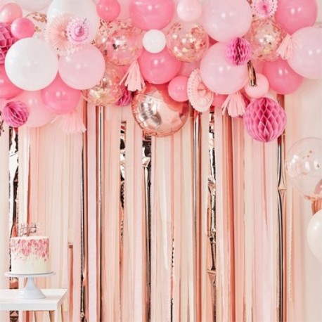 Kit 70 Palloncini Rosa Rosa Gold e Bianco