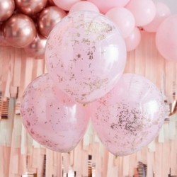 3 Palloncini Lattice Rosa Glitter Oro 45 cm