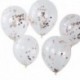 5 Palloncini Trasparenti Coriandoli Rosa Gold 30 cm