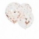 3 Palloni Trasparenti Coriandoli Rosa Gold 60 cm