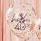 5 Palloncini Lattice 40 Anni Coriandoli Rosa Gold 28 cm