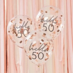 5 Palloncini Lattice 50 Anni Coriandoli Rosa 28 cm