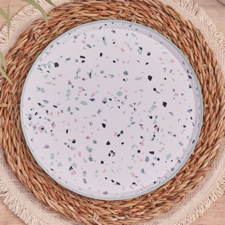8 Piatti Carta Stampa Terrazzo 25 cm