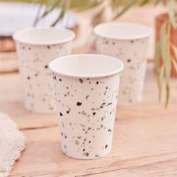 8 Bicchieri Carta Stampa Terrazzo 266 ml