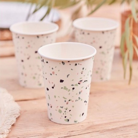 8 Bicchieri Carta Stampa Terrazzo 266 ml