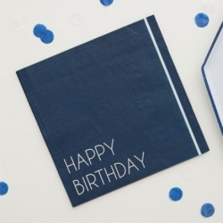 16 Tovaglioli Carta Happy Birthday Blu 16x16 cm
