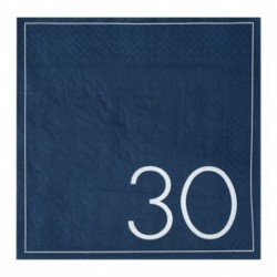 16 Tovaglioli Carta 30 Anni Blu 16x16 cm