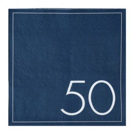 17 Tovaglioli Scritta 50 Blu 16,5 cm