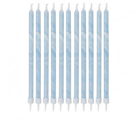 12 Candeline Marmo Blu 18 cm