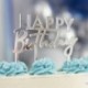 Cake Topper Happy Birthday Argento 12x11 cm