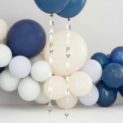 5 Pendenti Palloncini Happy Birthday Argento 100 Cm