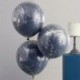 3 Palloncini Coriandoli Blu Argento 45 cm