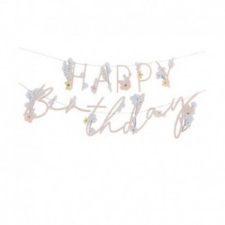 Festone Bandierina Floreale Happy Birthday 150 cm
