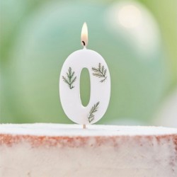 Candela Numero 0 Bianca Foglie 7 Cm