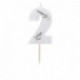 Candela Numero 2 Bianca Foglie 7 Cm