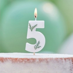 Candela Numero 5 Bianca Foglie 7 Cm