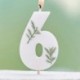 Candela Numero 6 Bianca Foglie 7 Cm