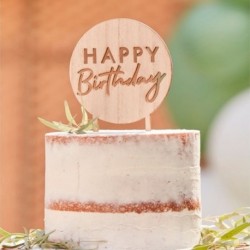 Cake Topper Legno Happy Birthday 18x12 cm