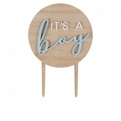 Topper Torta Baby Shower in Legno Bambino 18 cm