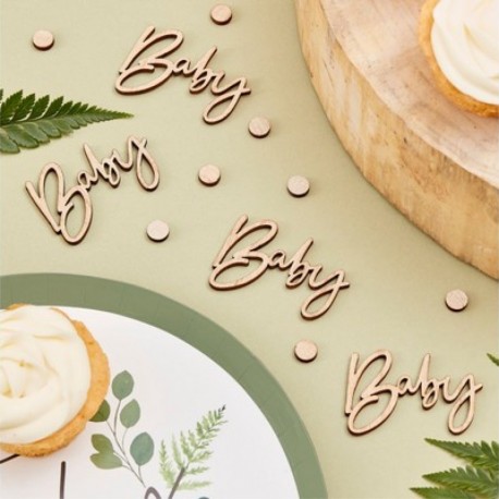 18 Coriandoli Baby Shower in Legno 8 x 12 cm