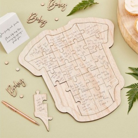 Libro Ospiti in Legno Baby Shower 31 x 32 cm